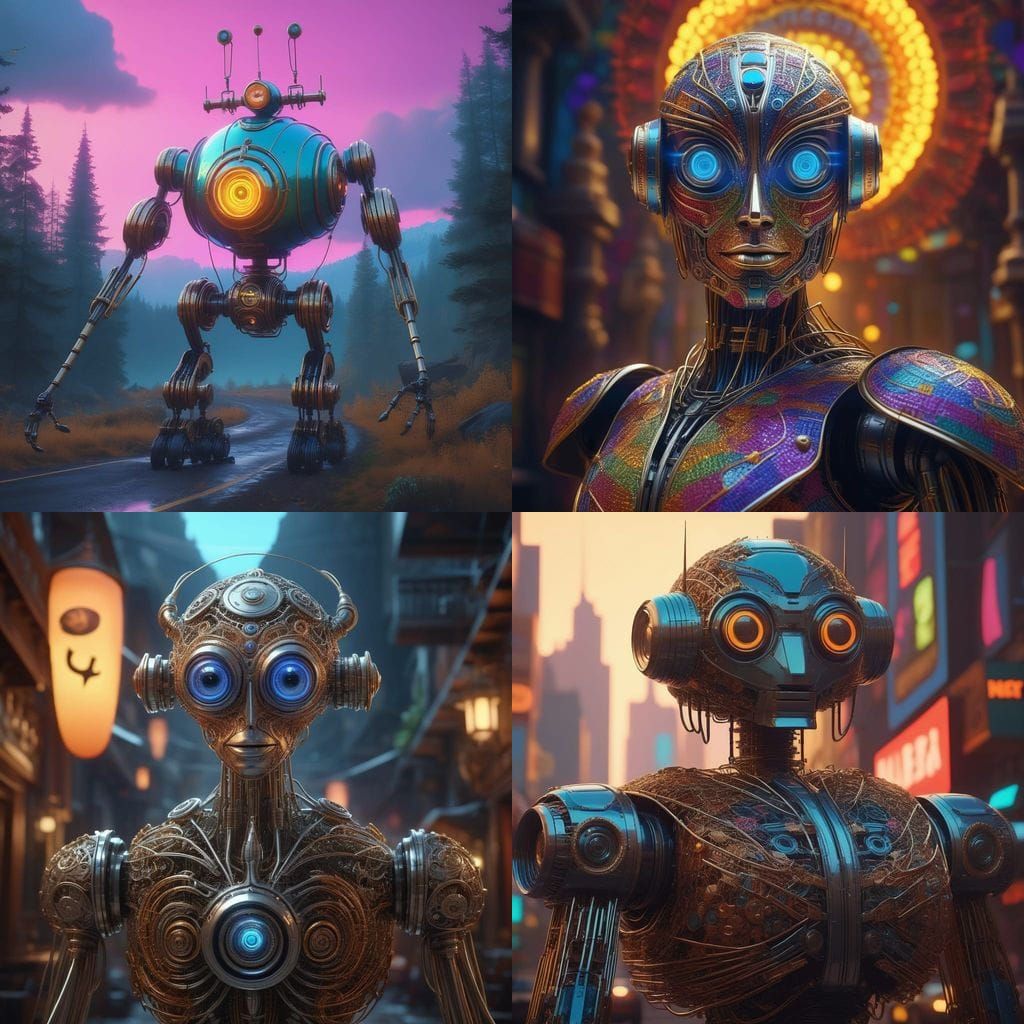 Surreal Robot Emerges from Paperclip Armor, Hubcap Eyes