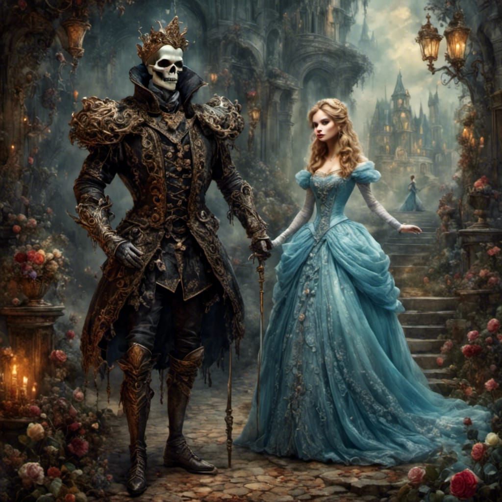 Evil undead Cinderella meets her prince, <lora:FairyTails:1....