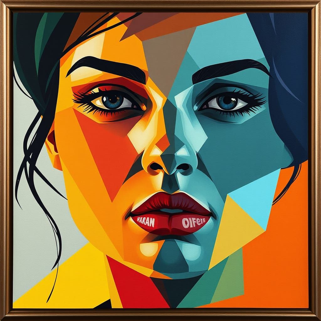 Surreal Female Form in Dynamic Cubist Style