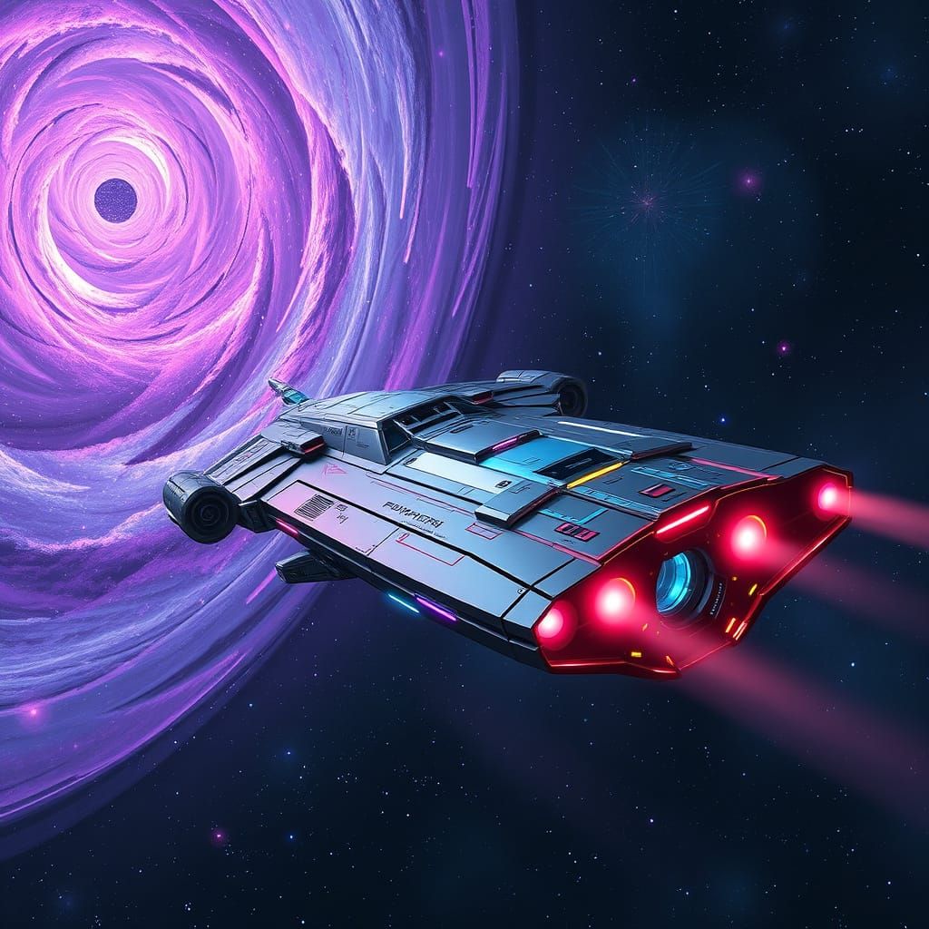 Starship Enters Andromeda Galaxy in Futuristic Style