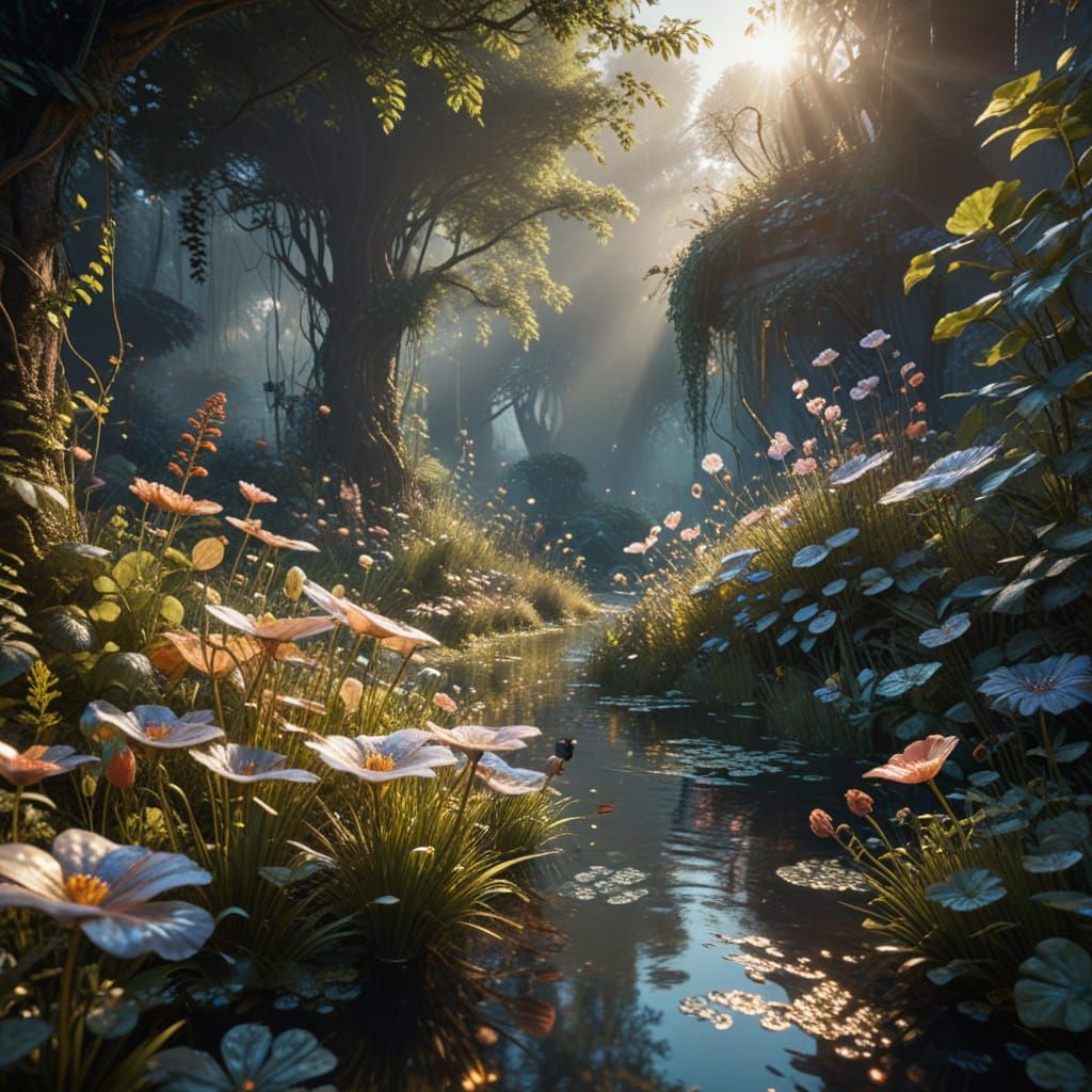 Surreal Sci-Fi Landscape in Vibrant Meadowcore Style