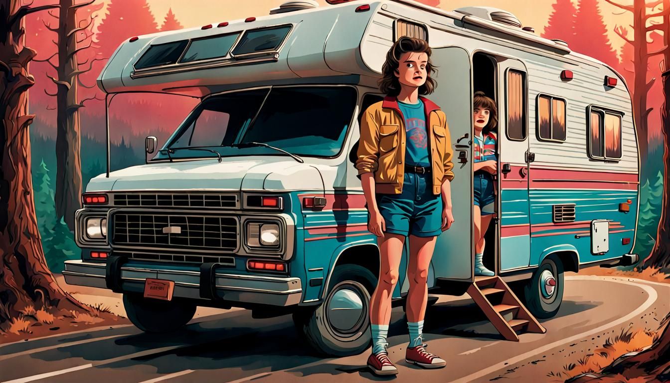 Nancy Wheeler and Steve Harrington on a road trip to the ups...