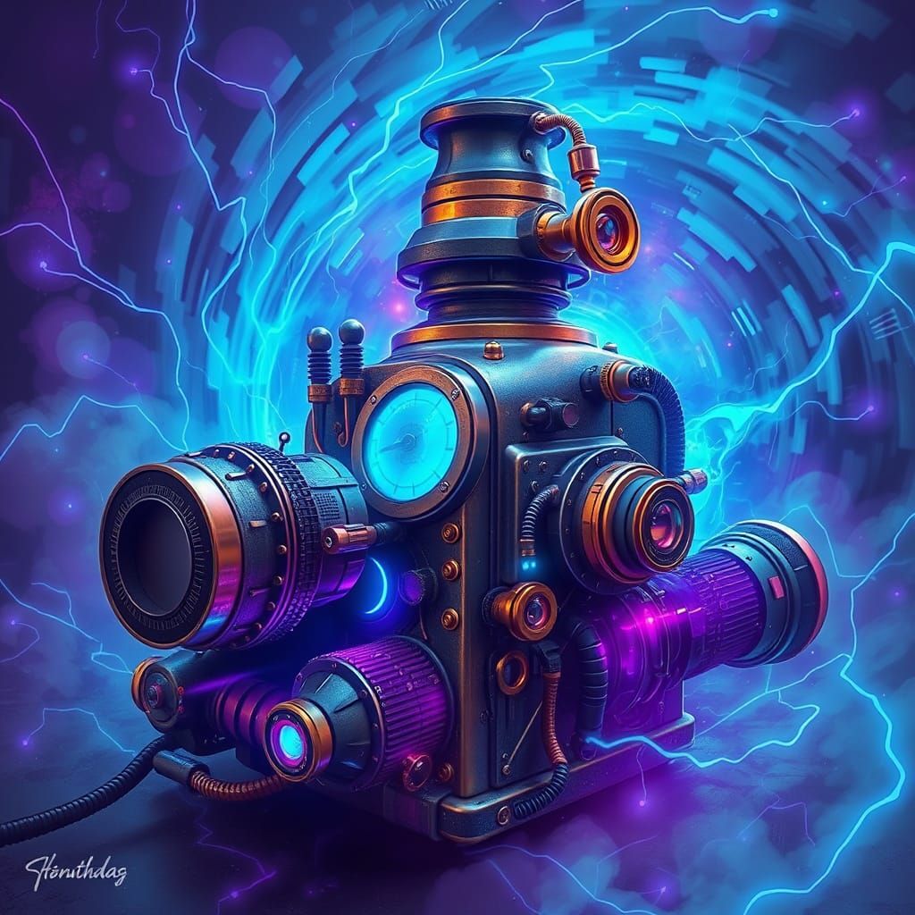 Futuristic Stonkulator in Electric Blue and Purple Haze