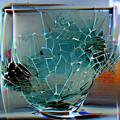 Cracked Glass Shards in Dramatic Lighting
