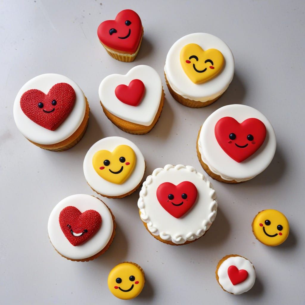 Sweet White Heart Cake in a Cute Dessert Setting