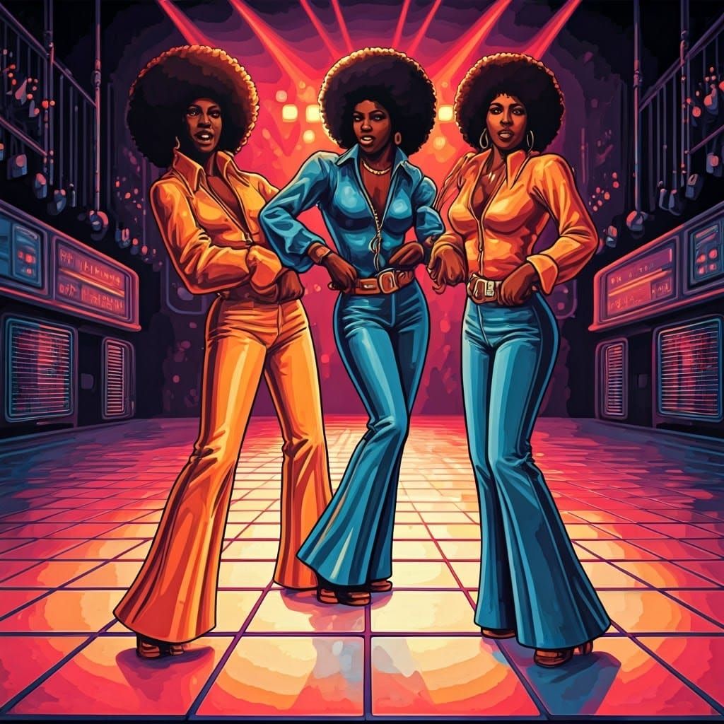Funky Disco Scene with Nubian Dancers