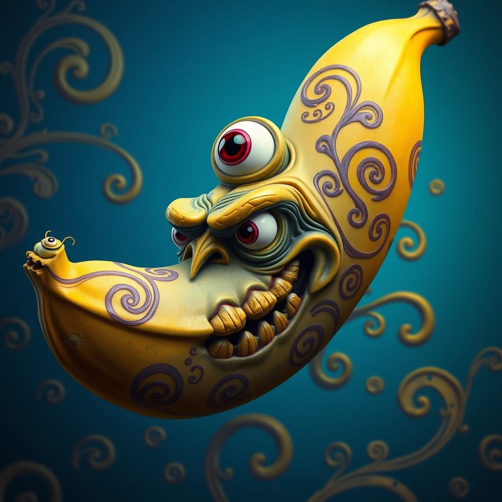 Fantastical Banana in Cyberpunk Style