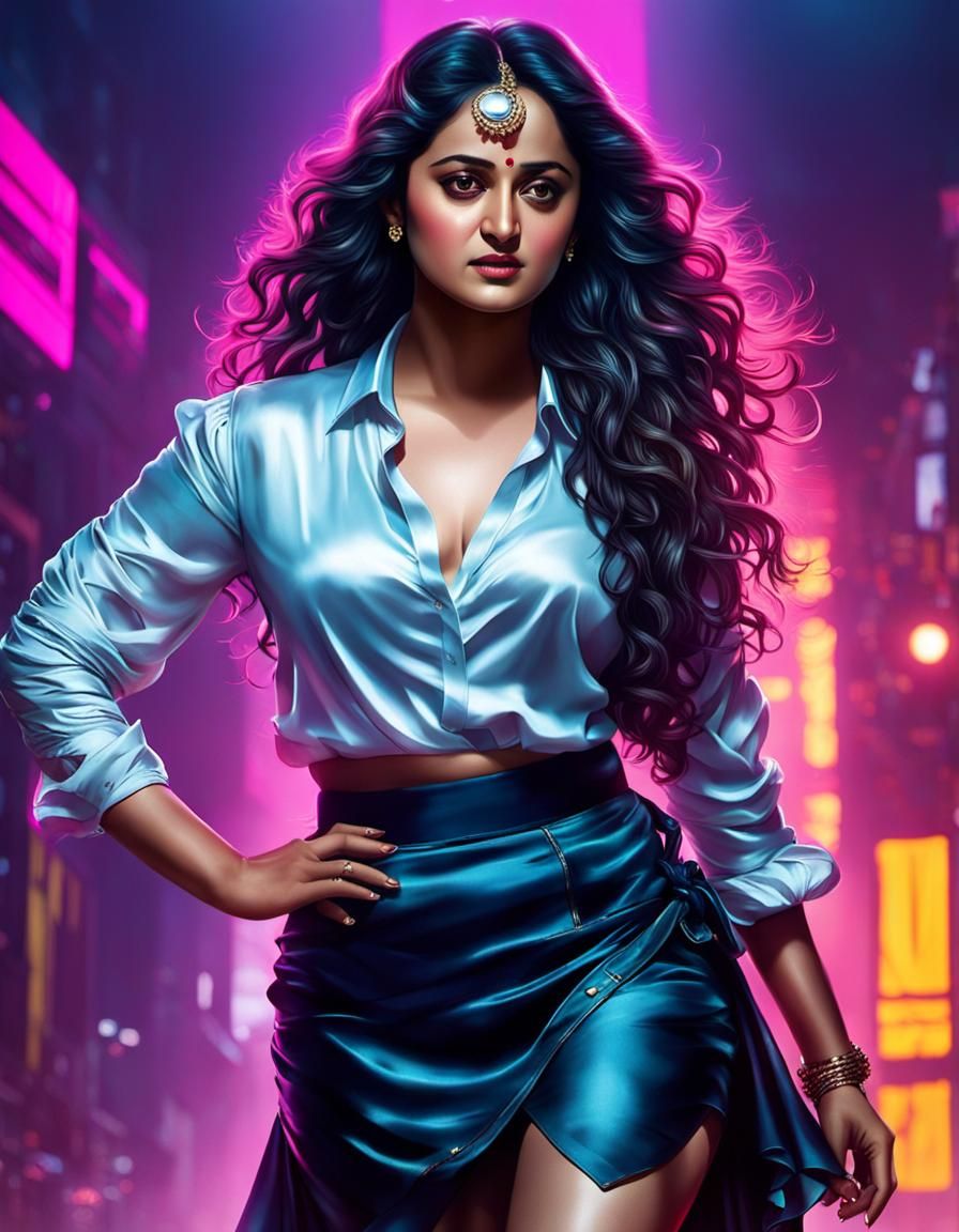 Cyberpunk Portrait of a Curvy Indian Woman