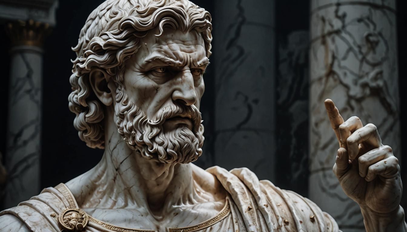 Marble Statue of an Angry Figure in Greece