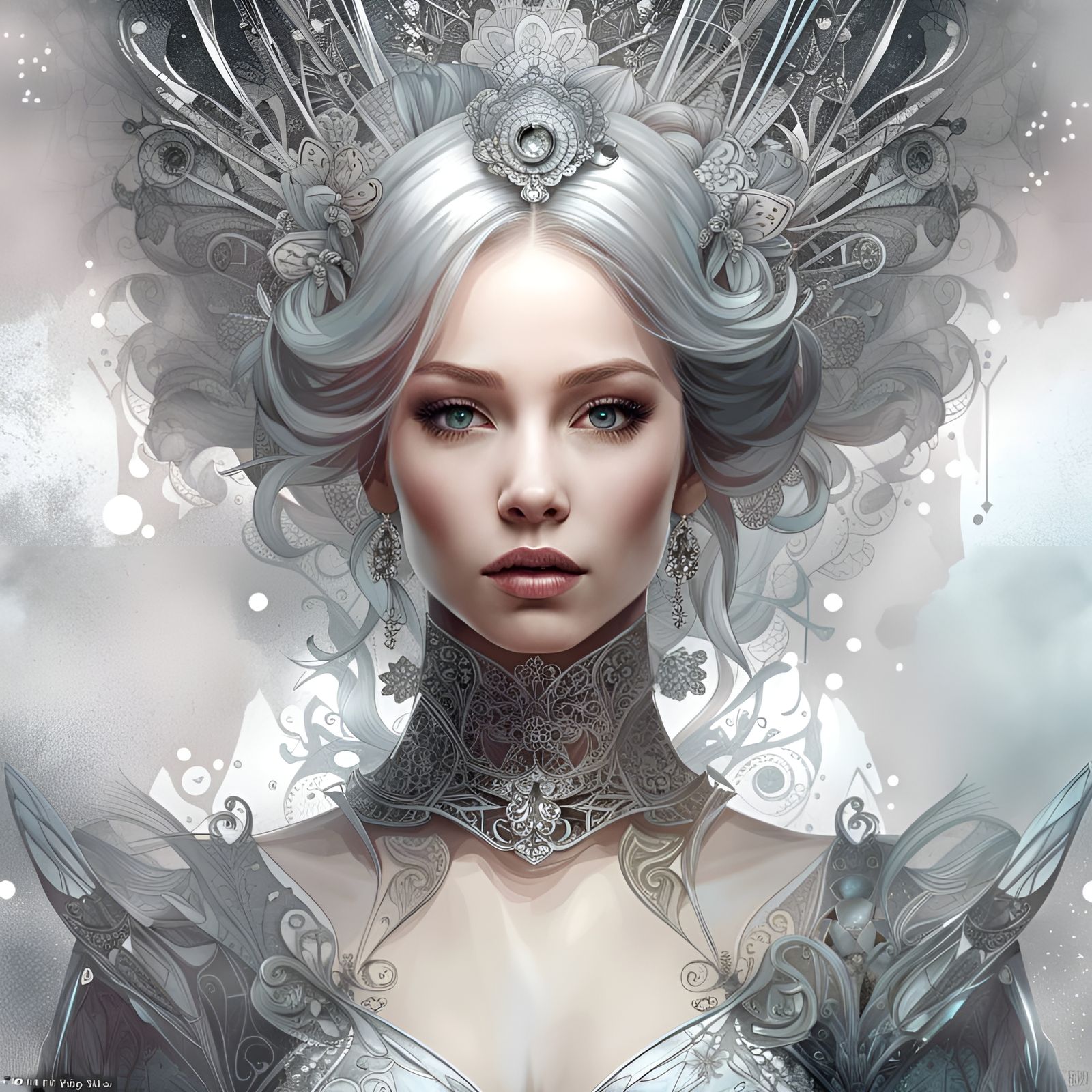 Princess Cinderella Portrait with Silver Filigree Details