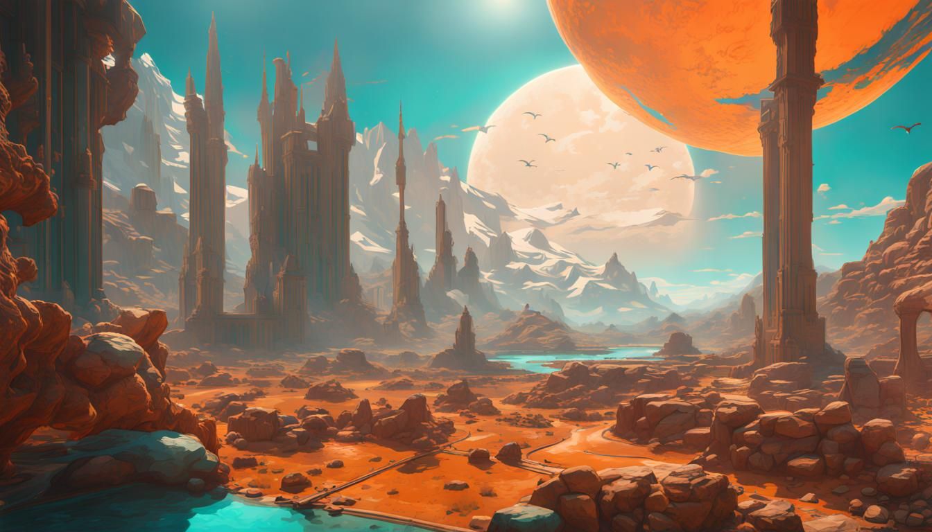 Alien World: A Hyperdetailed Vision in Orange and Teal