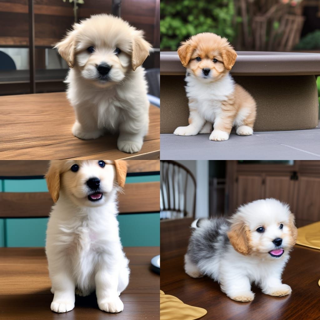 Cute Fluffy Puppy at the Table