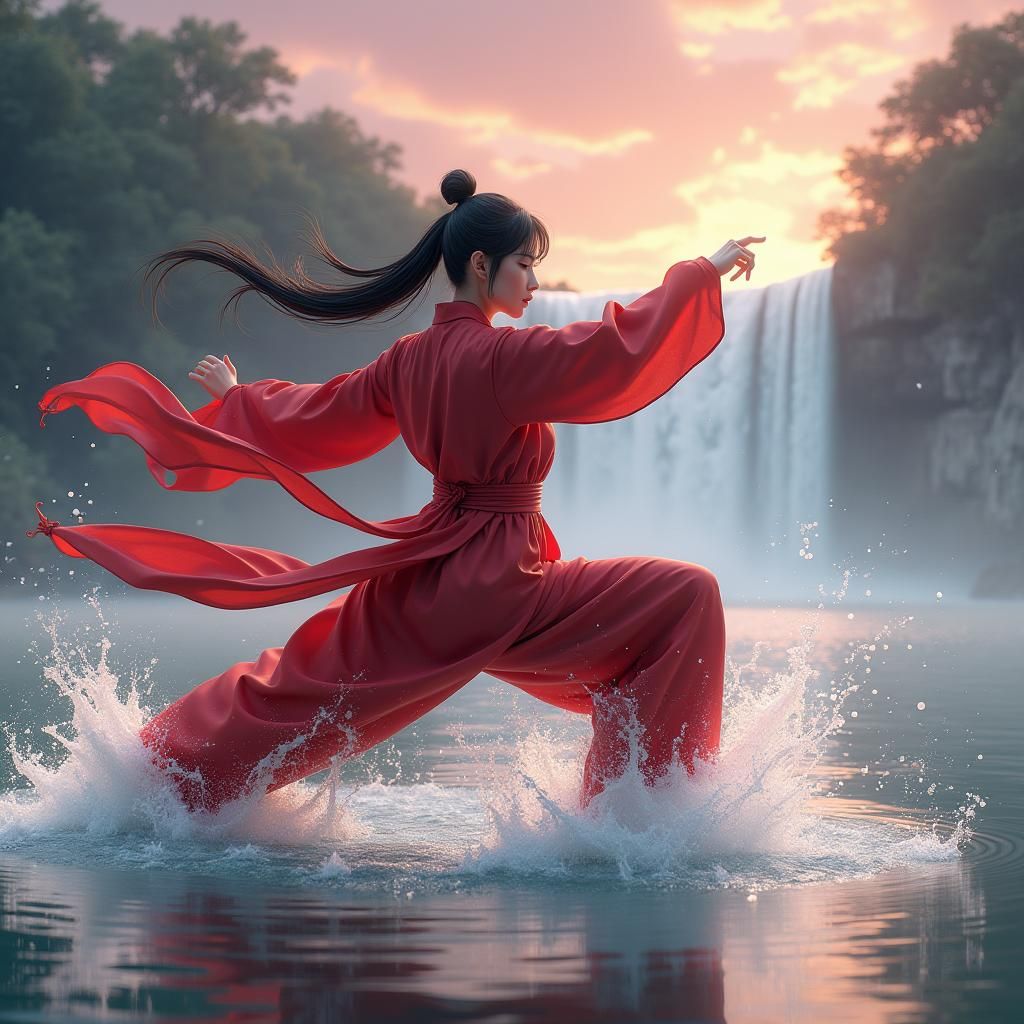 Kung Fu Master's Sunset Kick in Anime Style