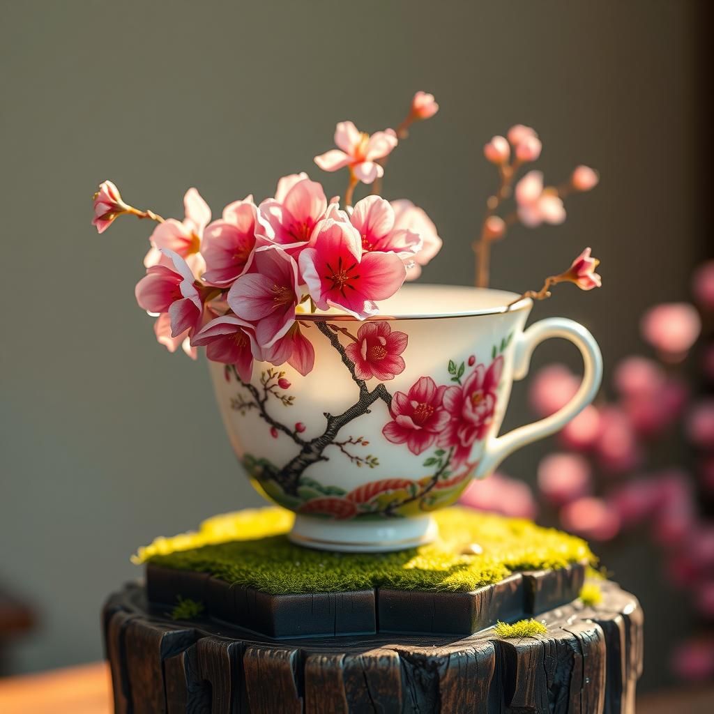 A porcelain cup overflowing with peace, love, and pure aweso...