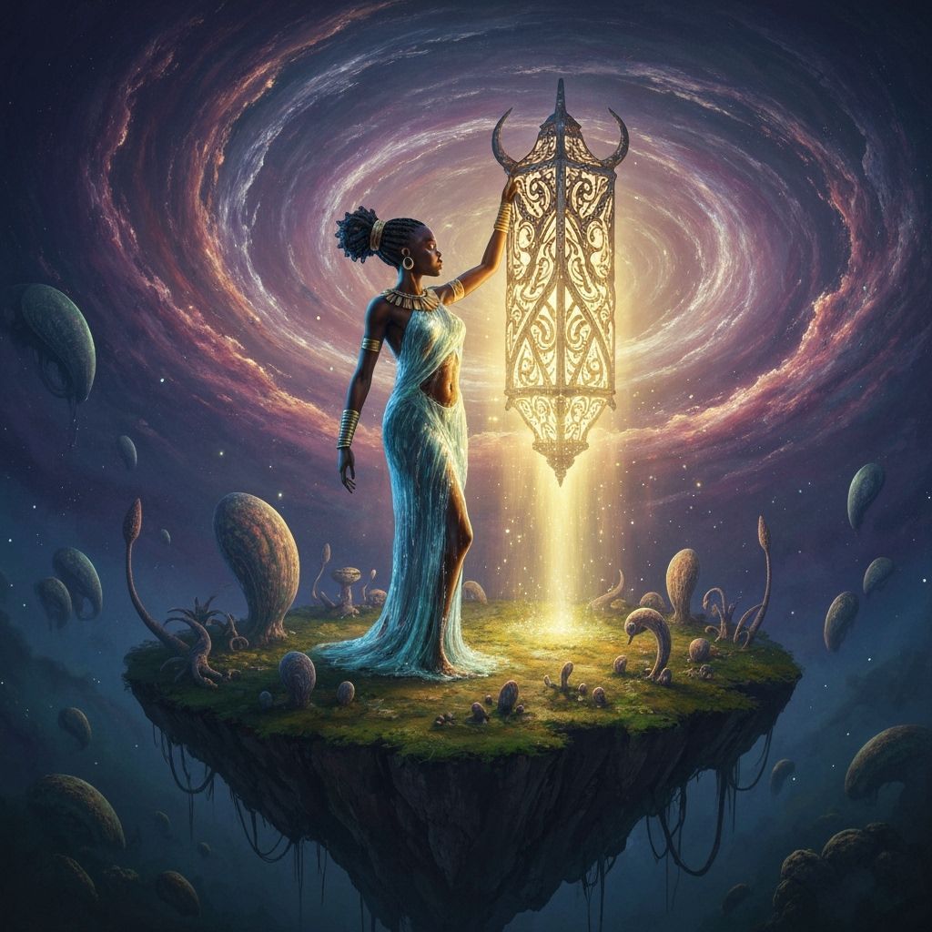 Ancient African Goddess on Floating Island