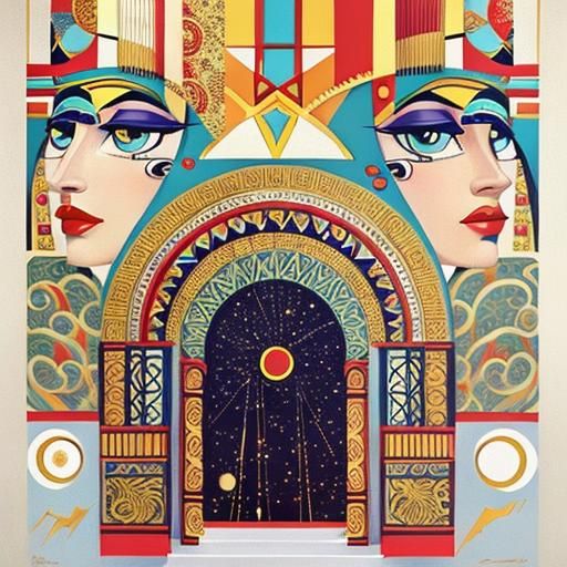 Erté Style Photorealistic Masterpiece with Bold Colors