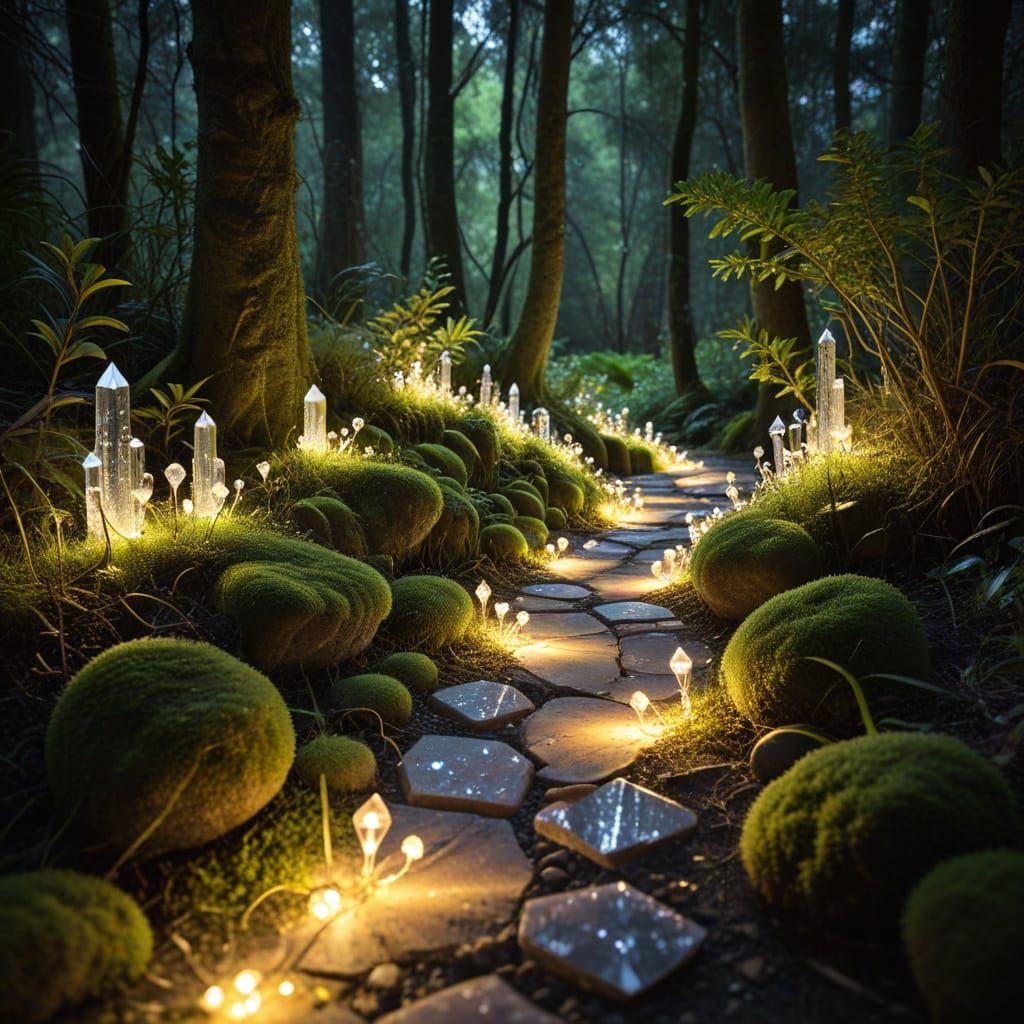 Crystals and Moss Pathway in Light Painting