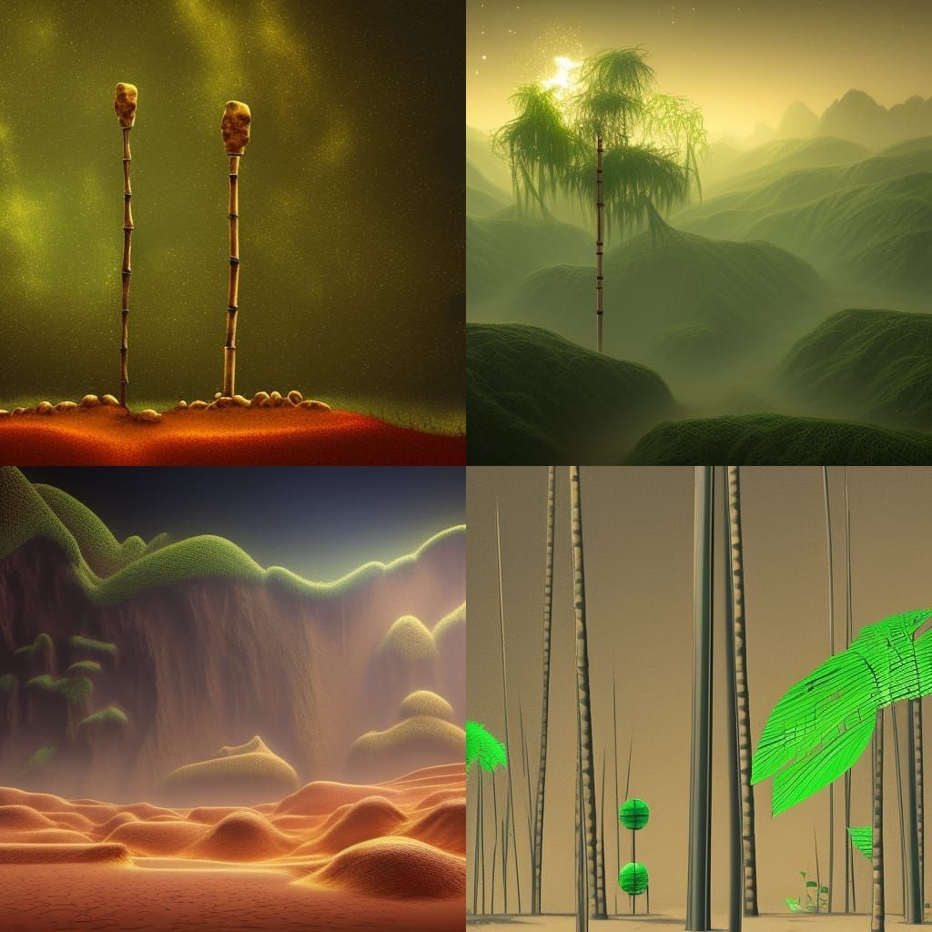 Bamboo Gas Station on Mars: Hyperdetailed Concept Art