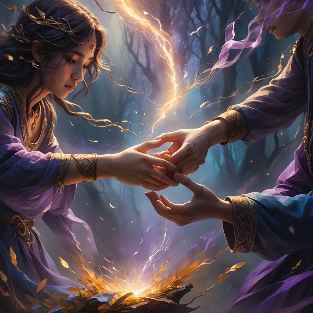 Entangled Hands Drifting in Ethereal Haze