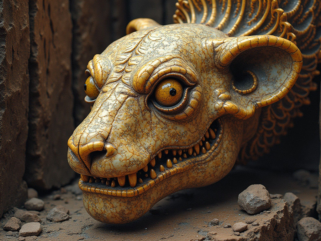 Cloisonné Portrait with Iridescent Ammonite Details