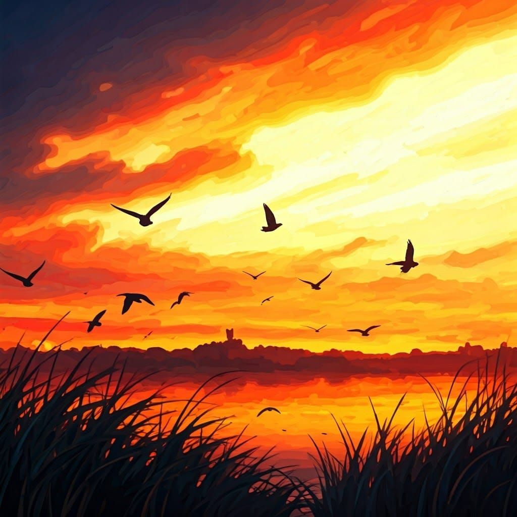 Memories Take Flight in Watercolor Sunset