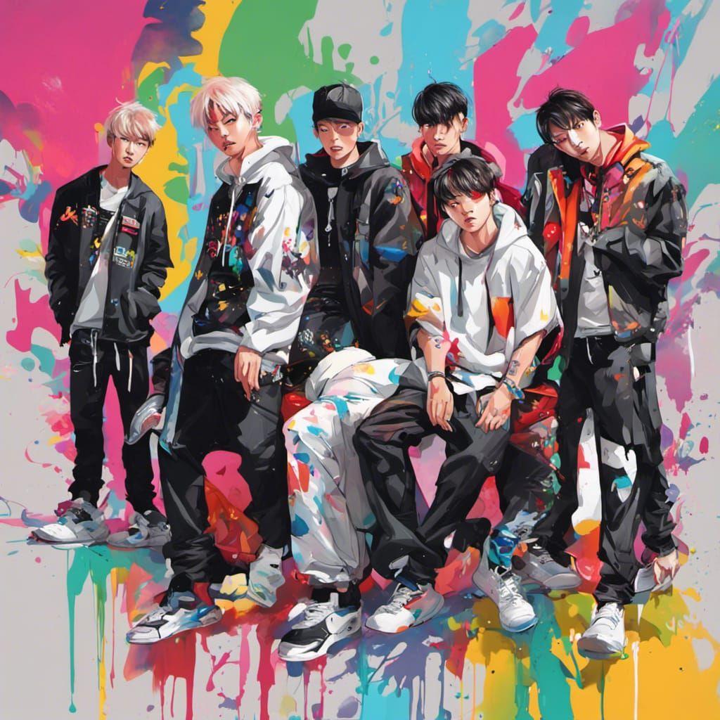 Graffiti Art of Eight Figures in Street Art Style