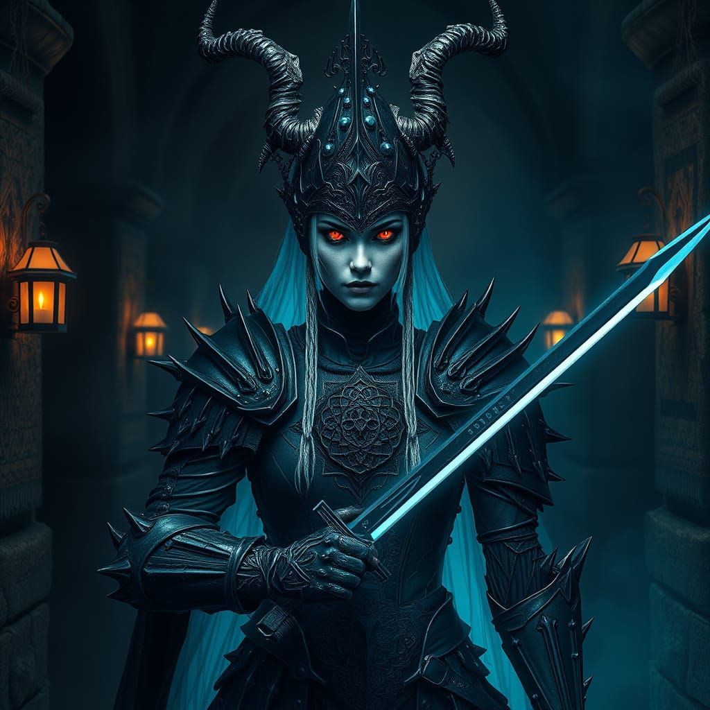 Ethereal Wraith Queen in Tattered Black Armor