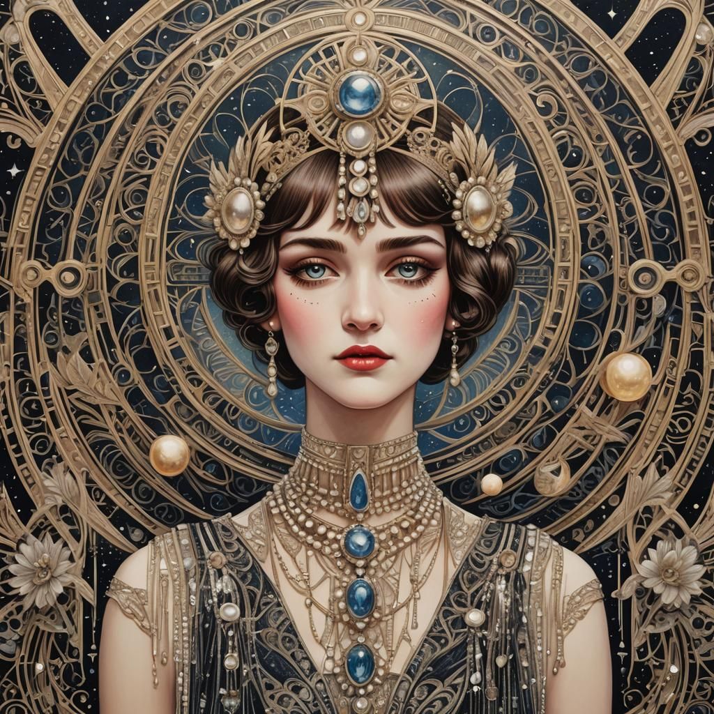 Surreal New Moon in Pieces: Hand-Drawn Masterpiece