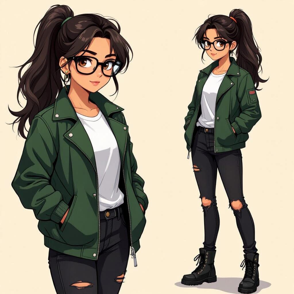 Teenage Girl in Anime Style with Dynamic Pose