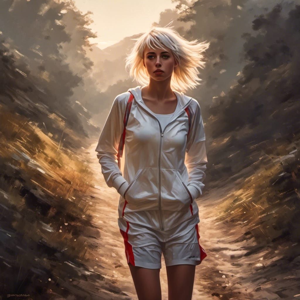 Ethereal Sunrise Portrait of Trans Girl in Swanland Style