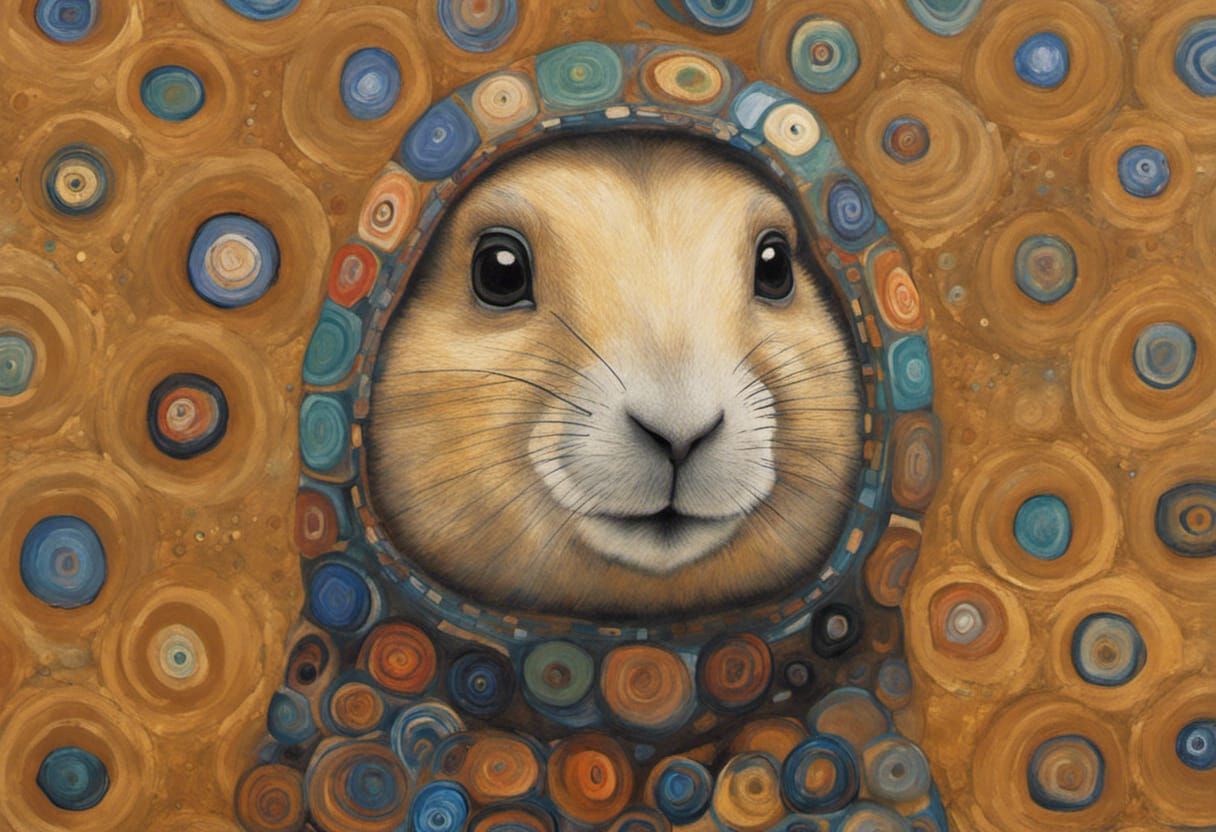 Prairie Dog Portrait in Art Nouveau Style