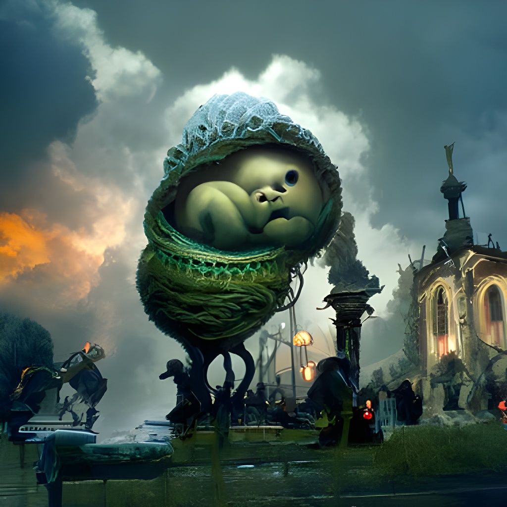 Cabbage Patch Monster in Rococo Art Nouveau Style