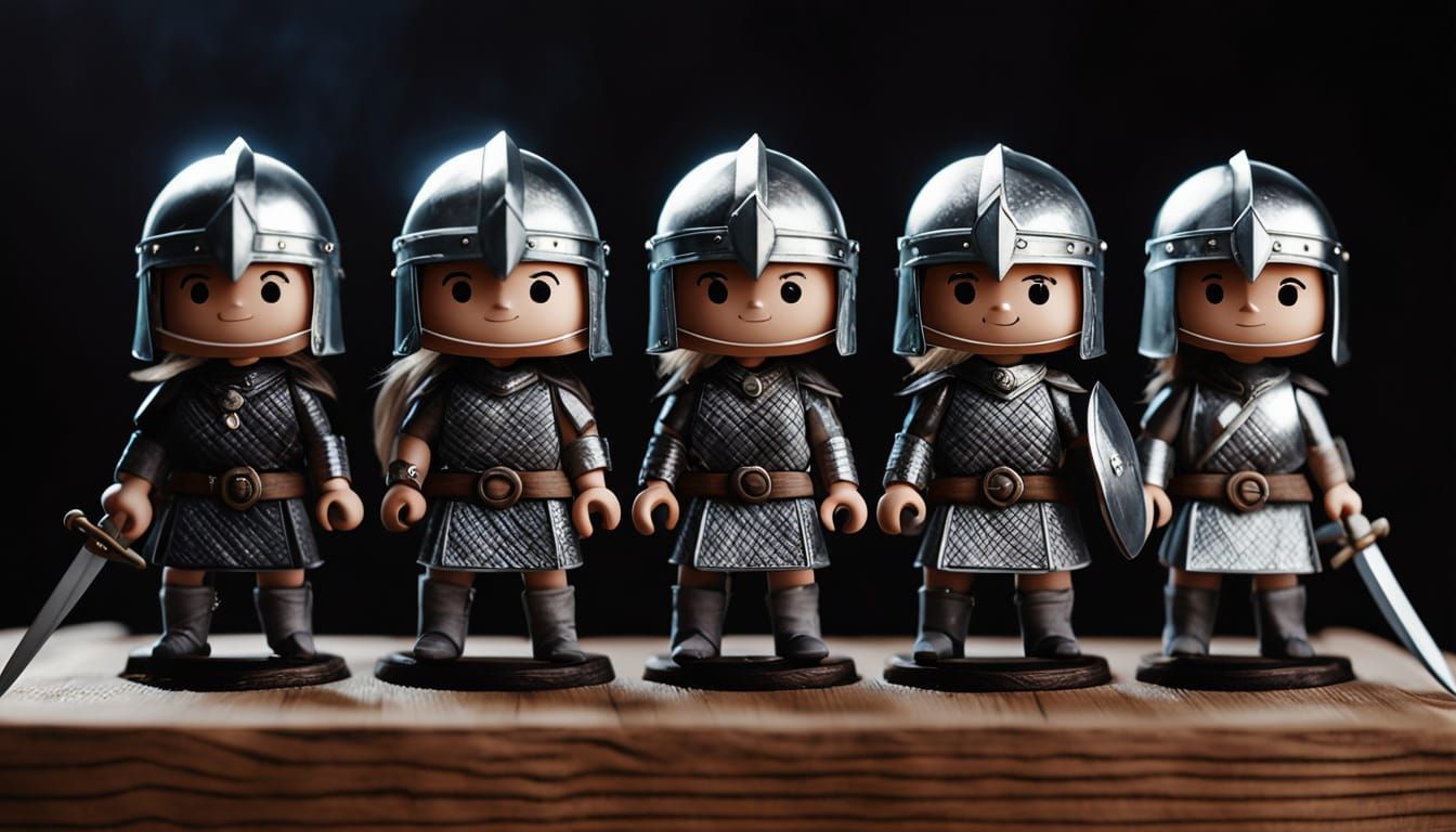 Viking Maiden Warriors in Wooden Treasure Box