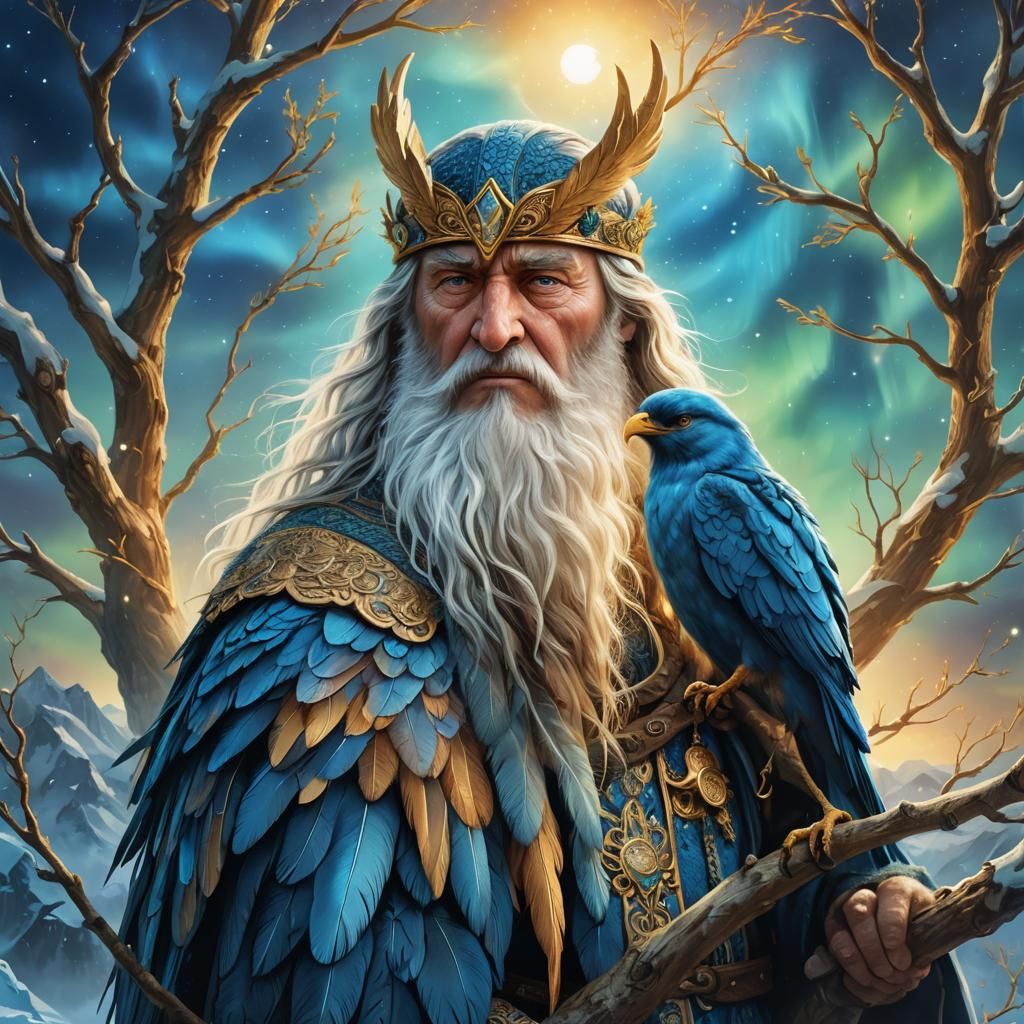 Odin Bird's Soul-Transforming Gaze in Nordic Art