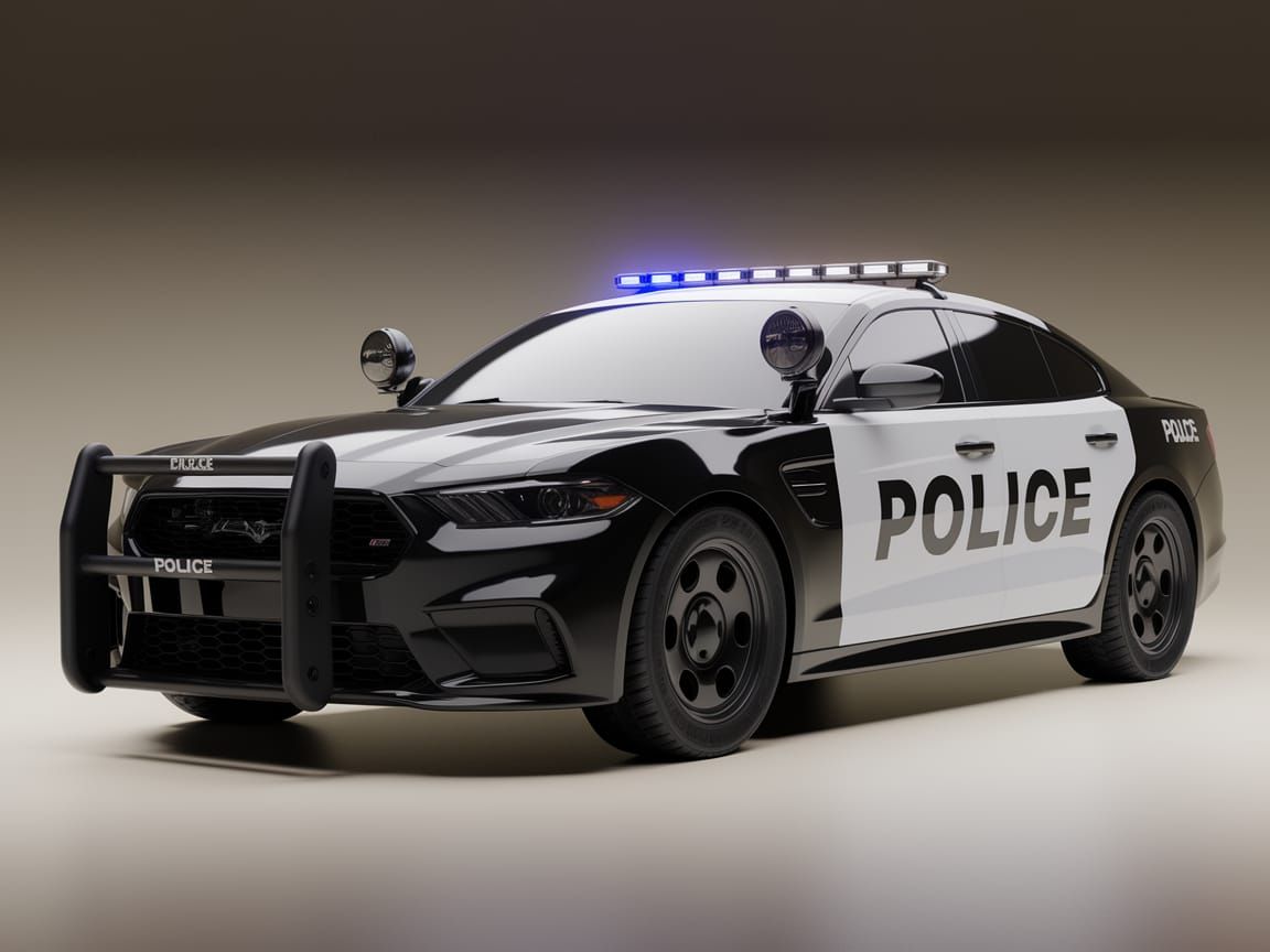 Modern American Police Sedan Showcased in Studio