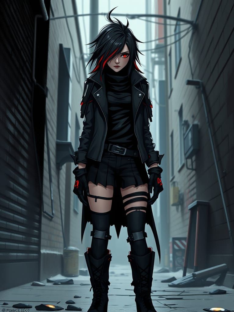 Dark Futurist Nyra Vellin Stands Vigilant in the Shadows