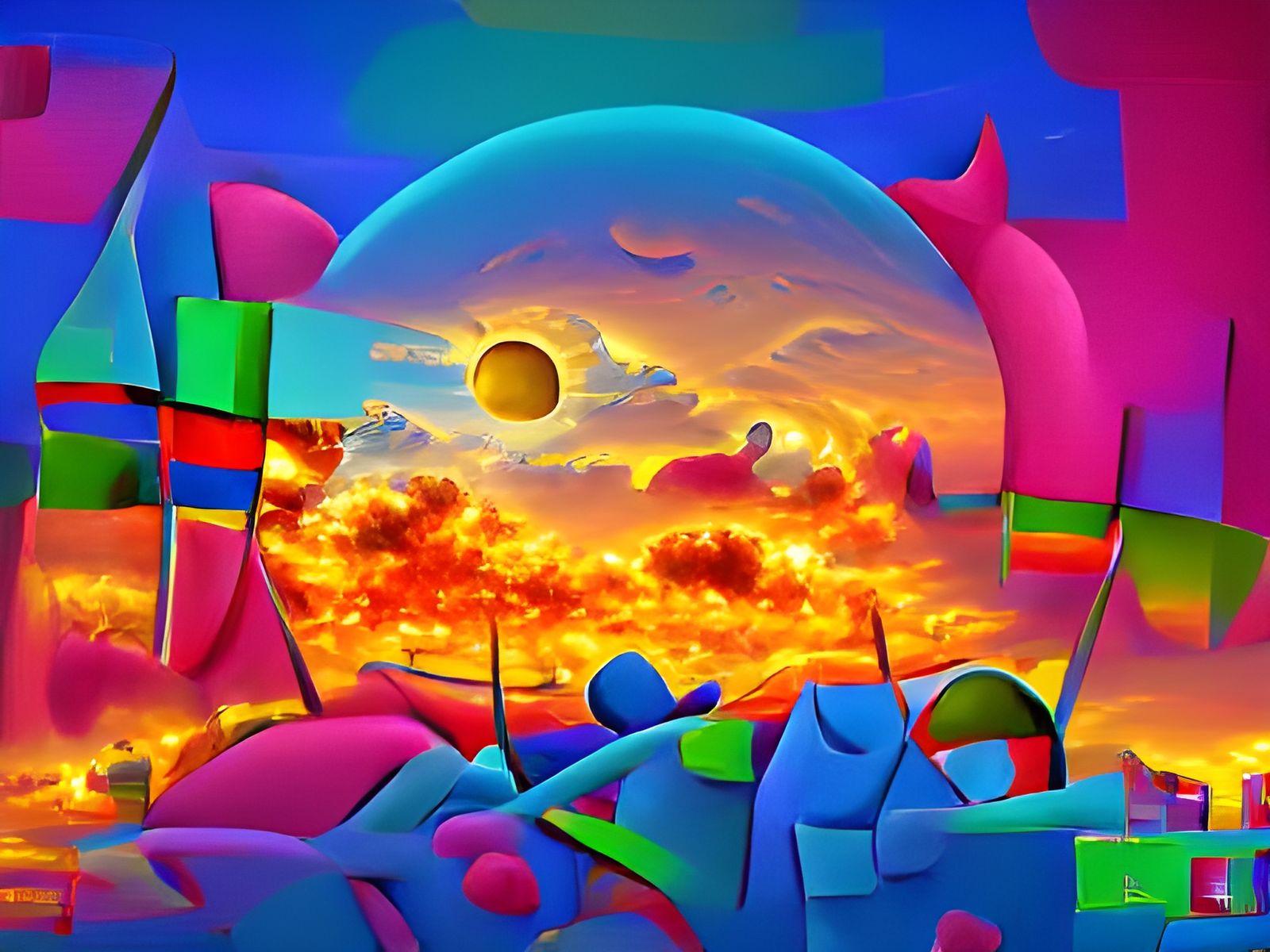 Colorful Sunrise in Pop Art Style