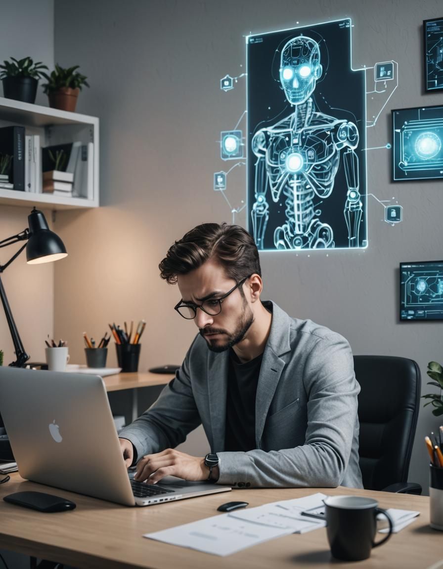 Sad Man and Unattended AI Image