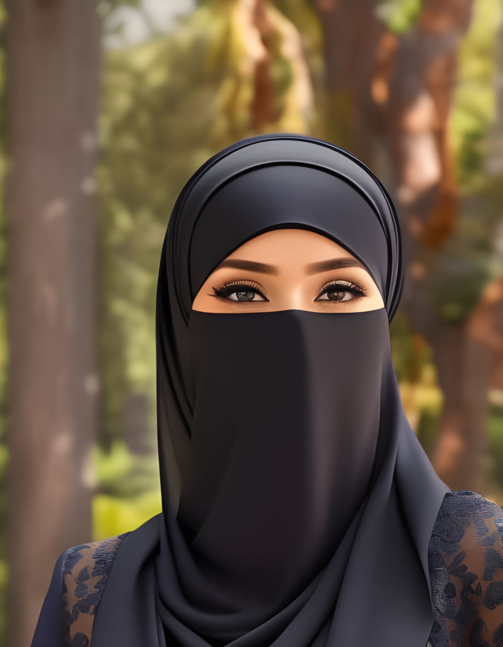 Enticing Niqabi Portrait in Flower Garden