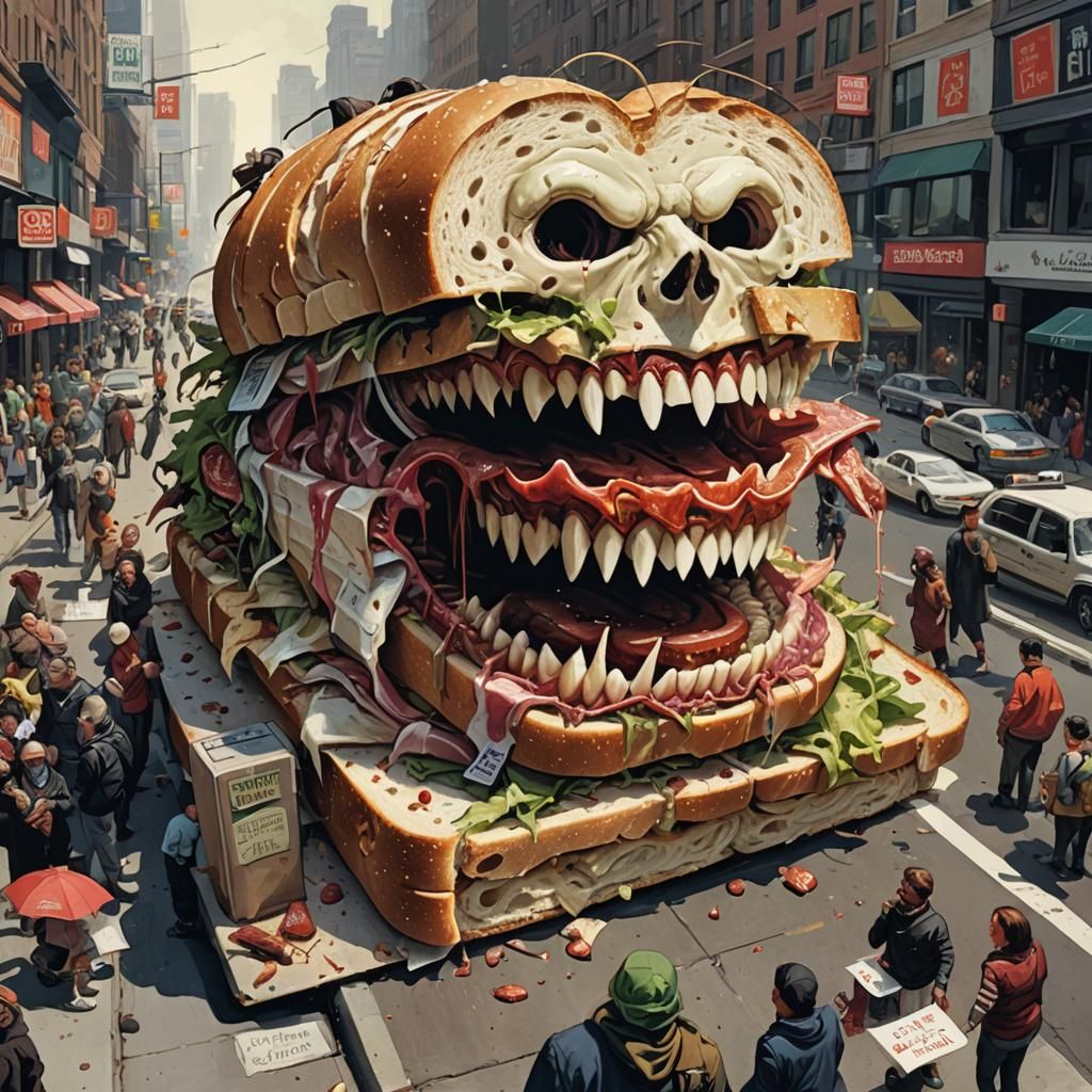 Sinister Sandwich Eats People in Street