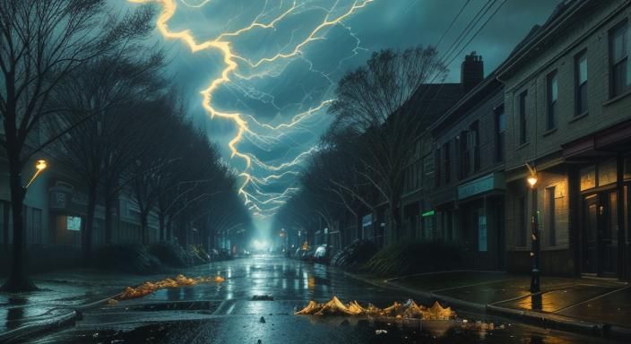 Stormy Night Street: Expressionist Oil Painting