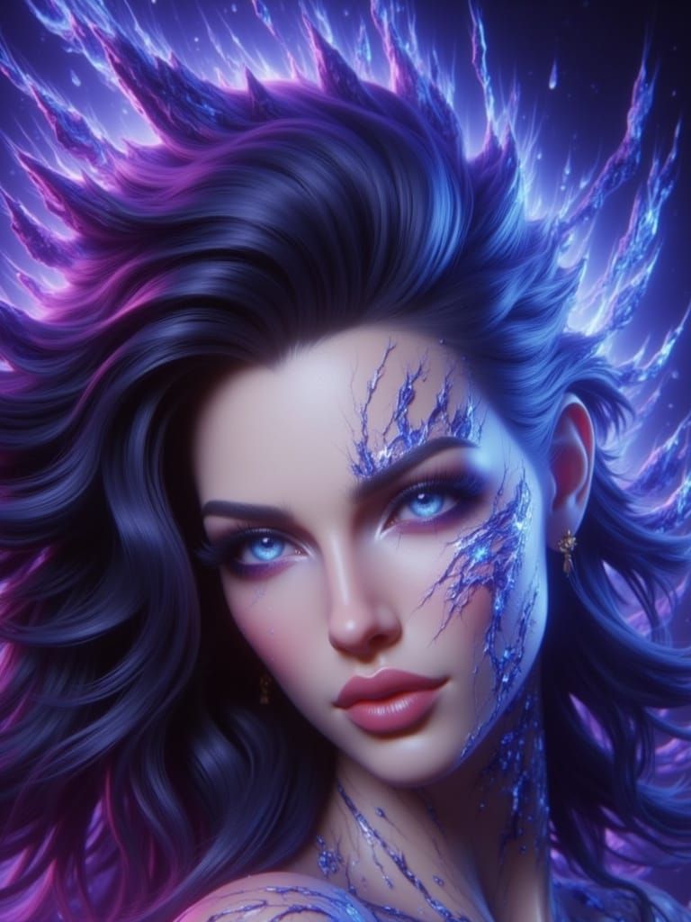 Detailed Portrait of Woman with Dynamic Lighting