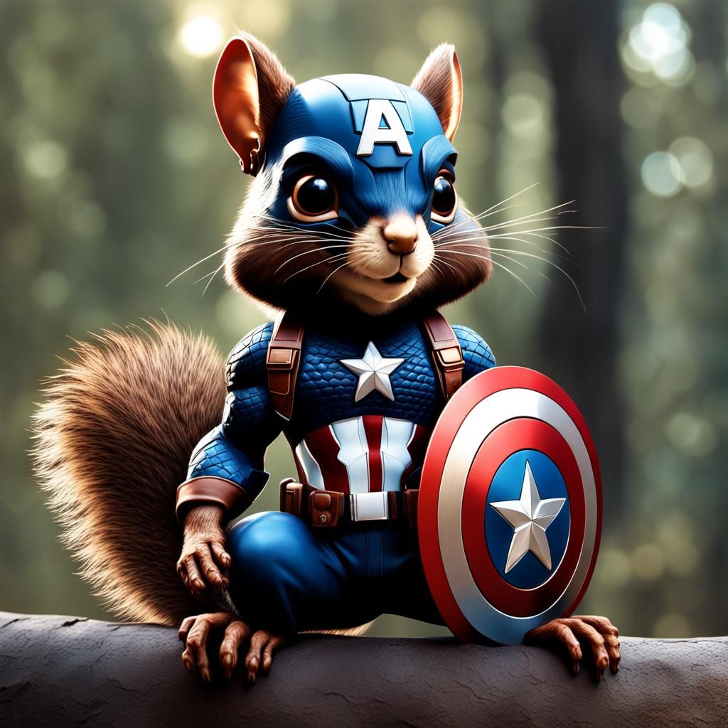Hyperrealistic Captain America Squirrel Concept Art