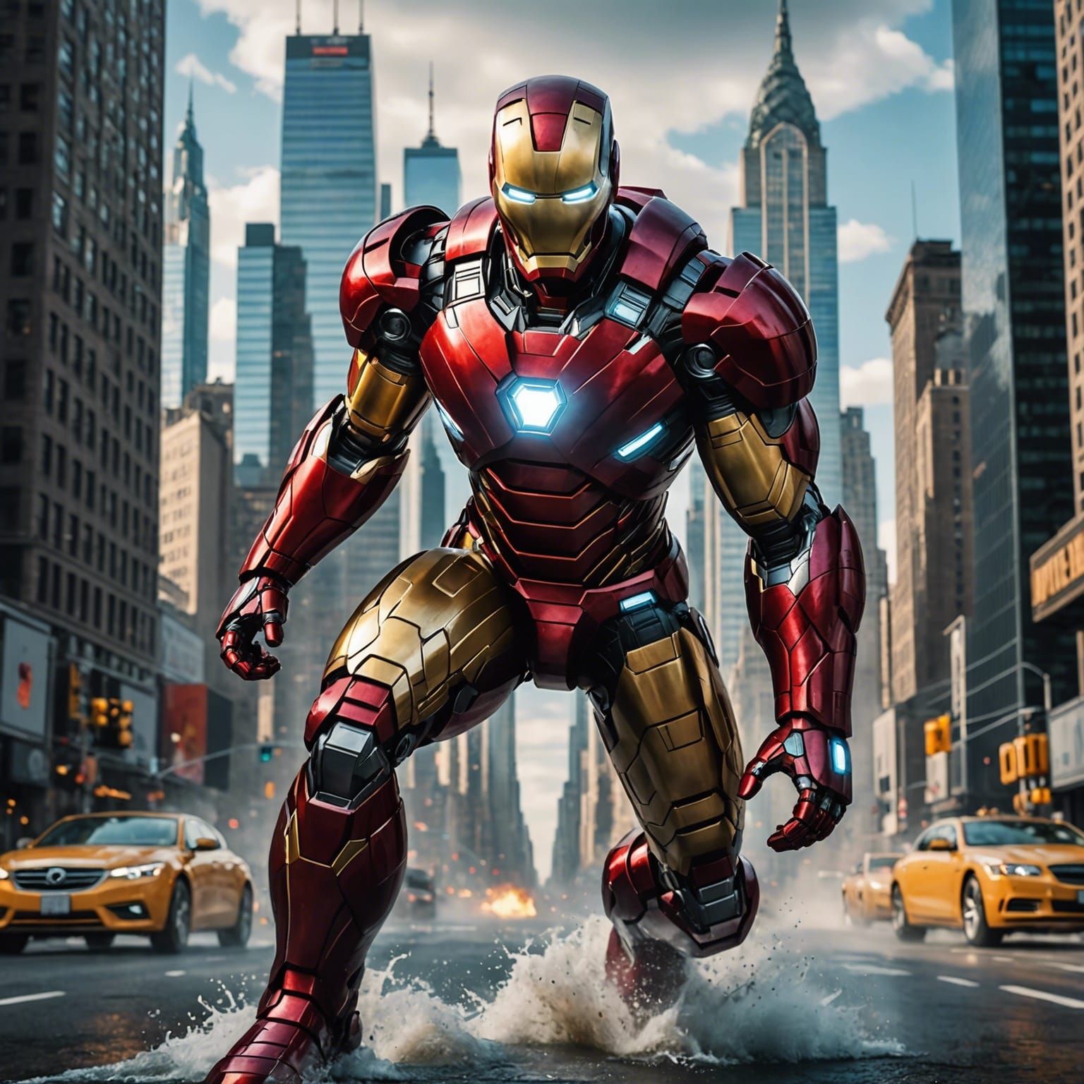 Iron Man Action Pose in Comic Book Style