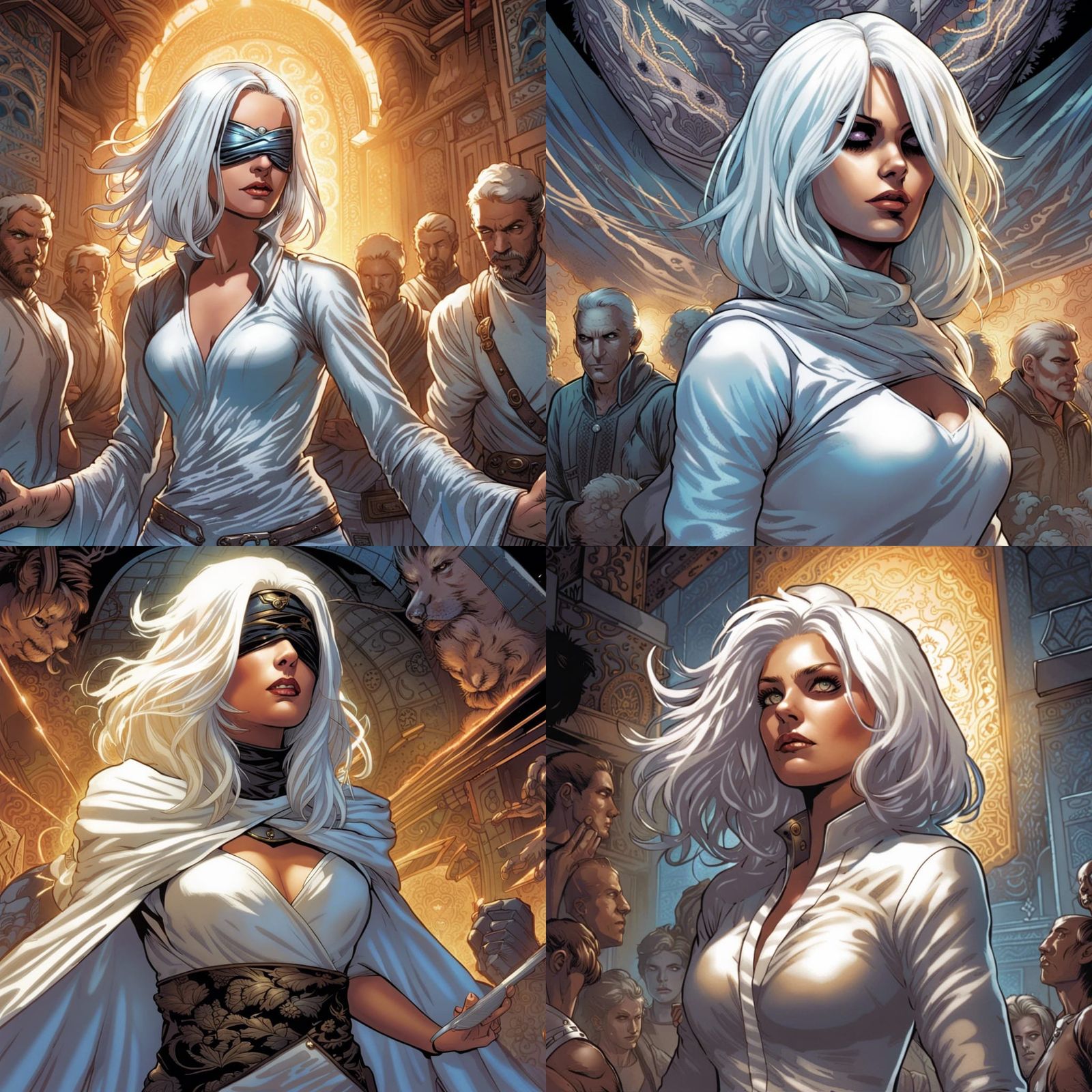 Psychic Woman with Blindfold in Comic Book Art Style