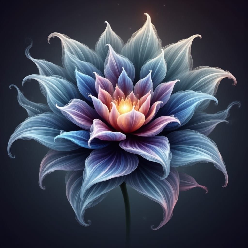 Ethereal Cosmic Bloom in Soft Ombre Blue