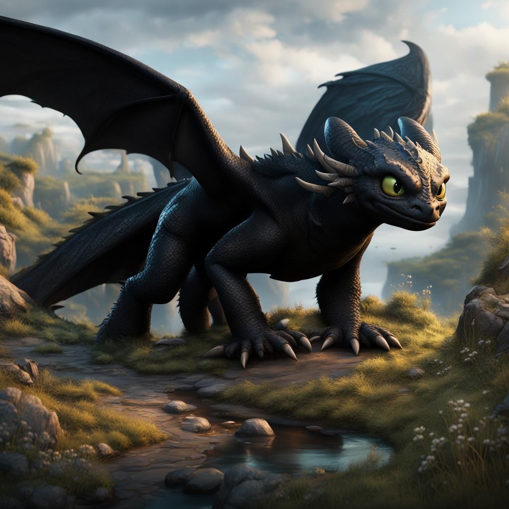 Detailed Matte Painting of Toothless in 8K