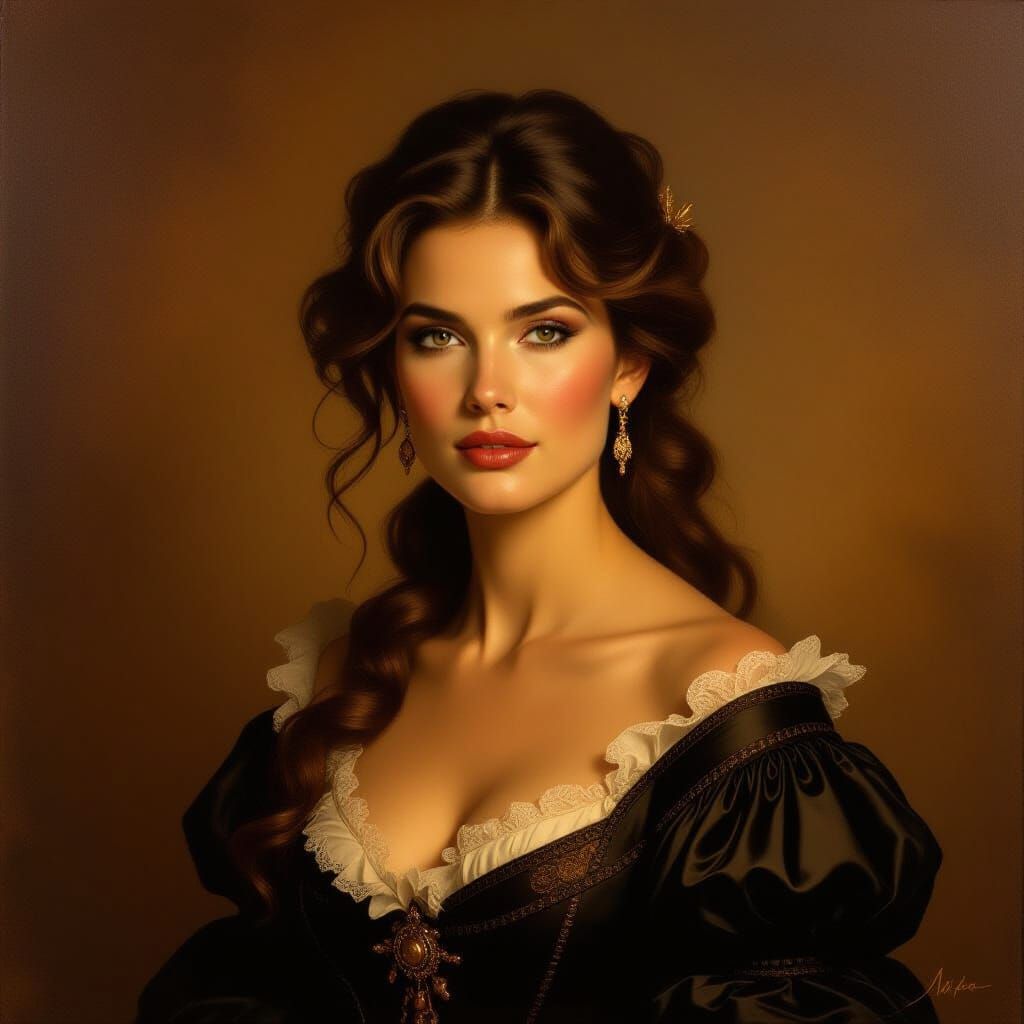 Oil Portrait of Elle McPherson in Old Master Style