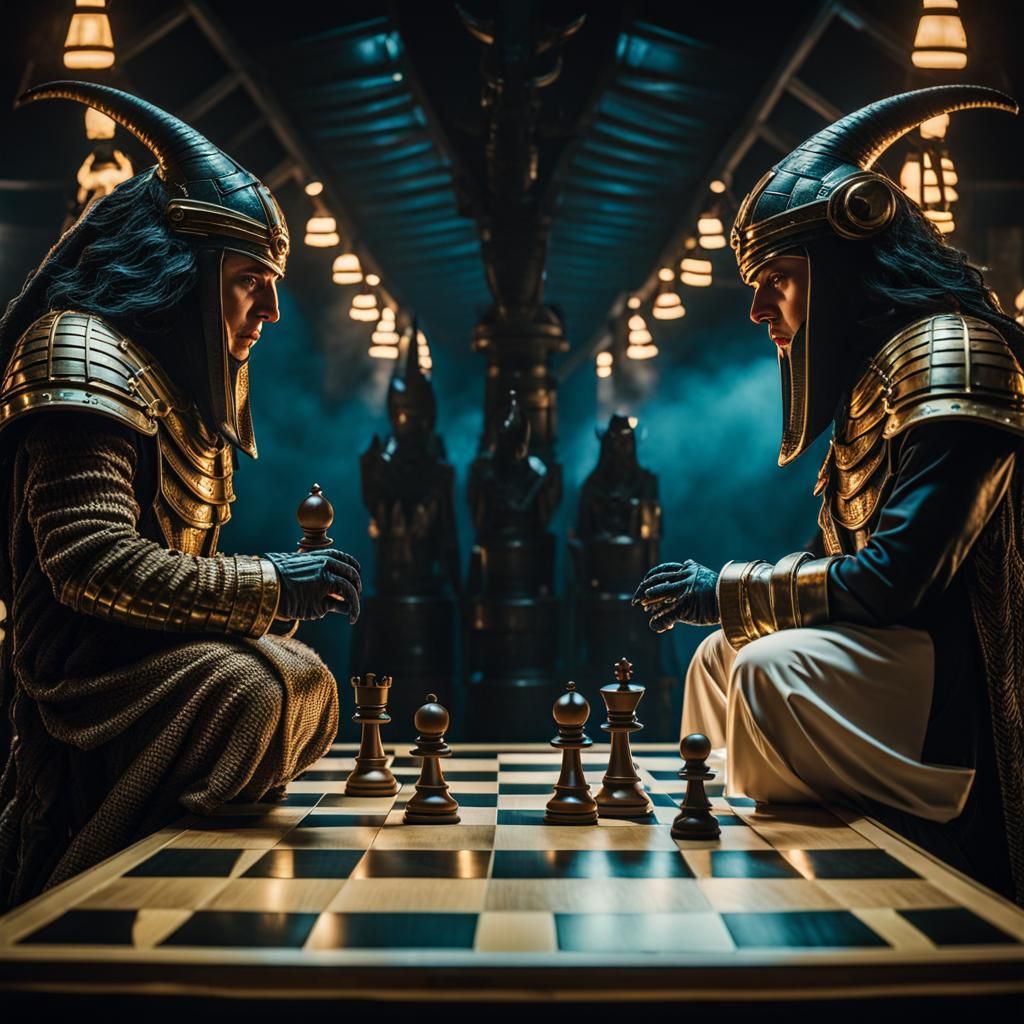 Epic Sci-Fi Chess Match in Cinematic Style