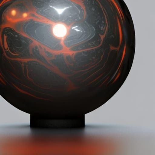 Obsidian Sphere in Landscape, Art Nouveau Style